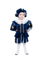 Карнавальный костюм маленького пажа (синий бархатный)