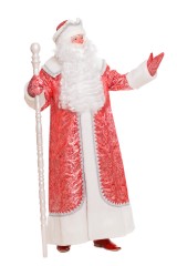 Костюм Деда Мороза «Рубин с крупным узором». В комплект костюма входит: пальто, шапка, рукавицы, мешок, чехол для хранения костюма.